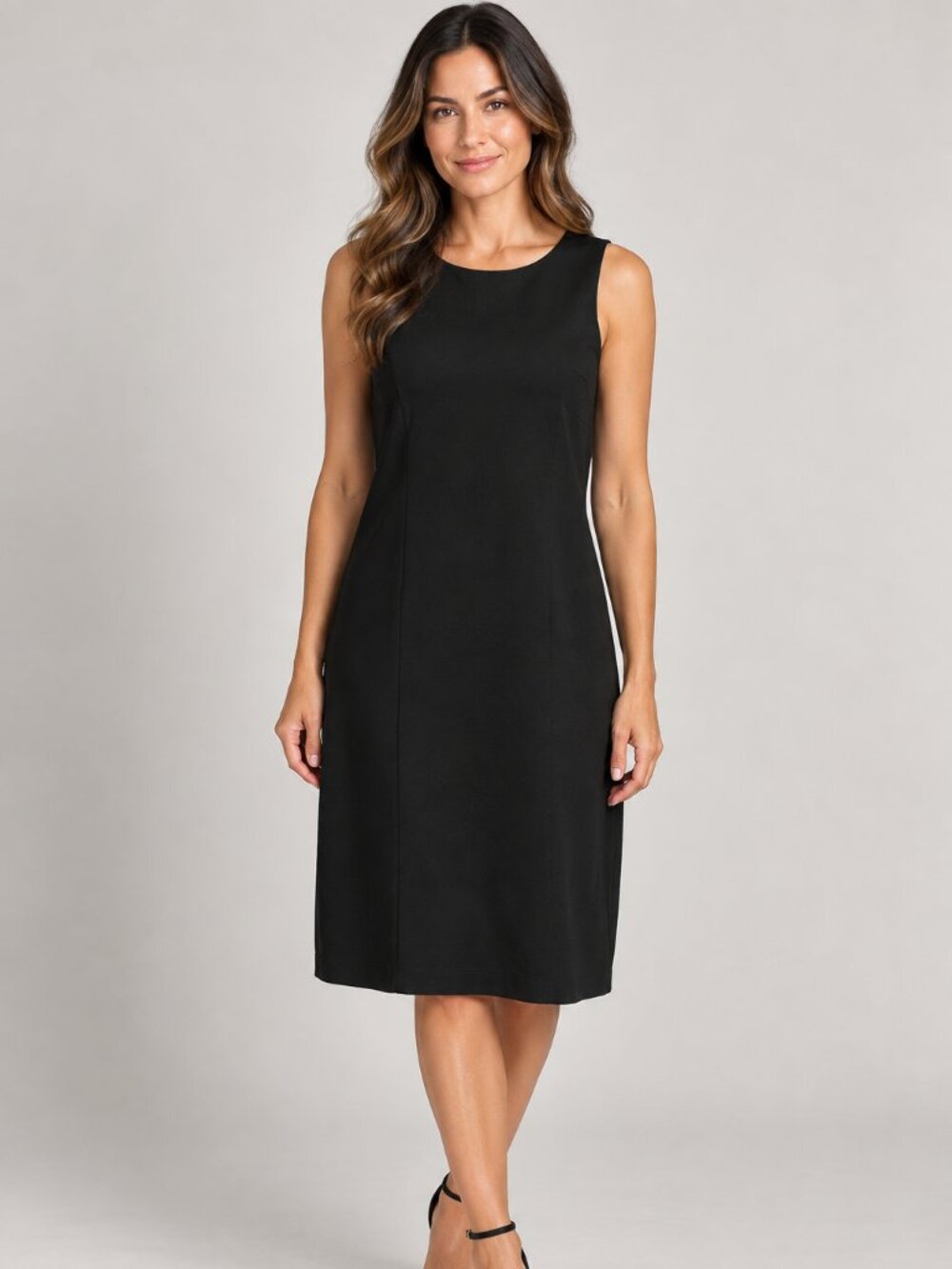 Dani Max Estimated Large Black Sleeveless Sheath Midi Fall Dress Minimalist